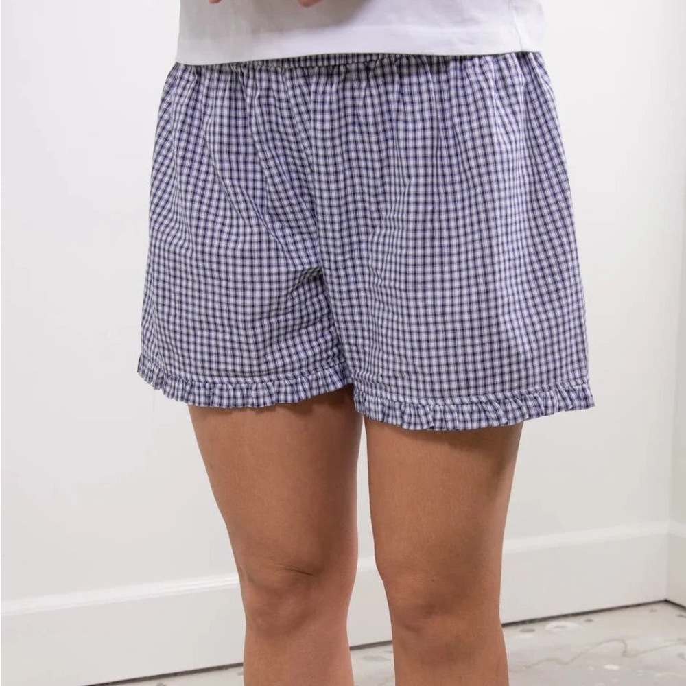 Sonderhaus Blue Plaid Boxer Shorts with Ruffle